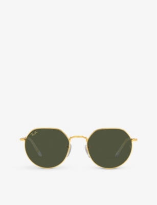 RAY-BAN: RB3565 Jack hexagonal-frame gold-tone and acetate sunglasses