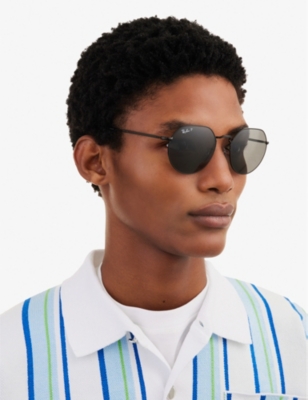 Ray Ban Rb3565 Jack Hexagonal-frame Metal And Acetate Sunglasses In Black