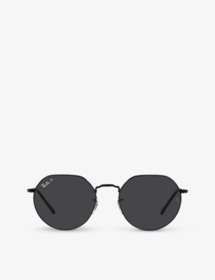 Shop Ray Ban Ray-ban Men's Black Rb3565 Jack Hexagonal-frame Metal And Acetate Sunglasses