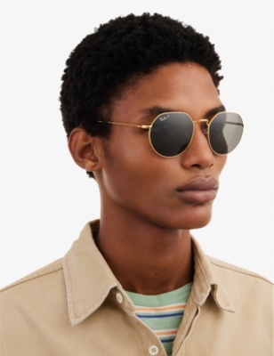 Ray Ban Rb3565 Jack Hexagonal-frame Gold-toned And Acetate Sunglasses In Gold