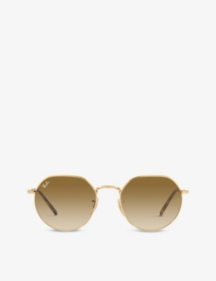 RAY-BAN: RB3565 Jack hexagonal-frame gold-toned and acetate sunglasses