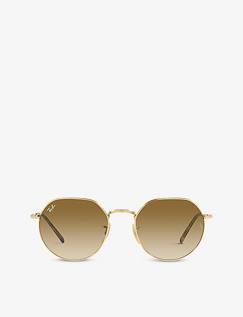 RAY-BAN: RB3565 Jack hexagonal-frame gold-toned and acetate sunglasses