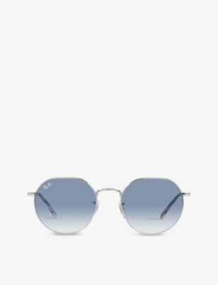 RAY-BAN: RB3565 Jack hexagonal-frame silver-toned and acetate sunglasses