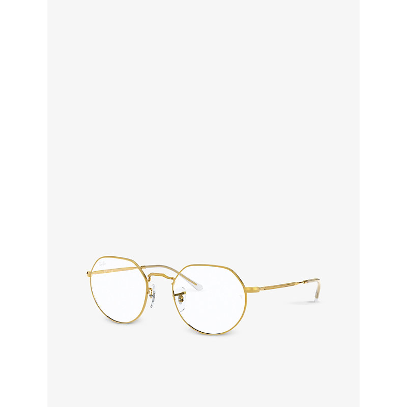 Shop Ray Ban Ray-ban Women's Gold Rx6465 Jack Circular-frame Metal Optical Glasses