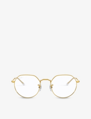Shop Ray Ban Ray-ban Women's Gold Rx6465 Jack Circular-frame Metal Optical Glasses