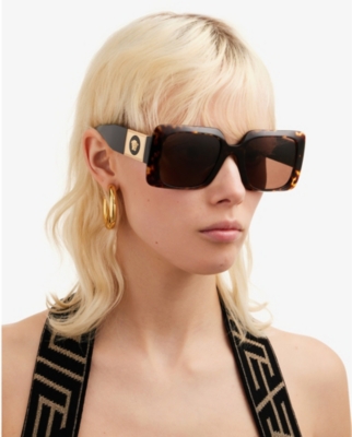 Shop Versace Women's Brown Ve4405 Square-frame Acetate Sunglasses