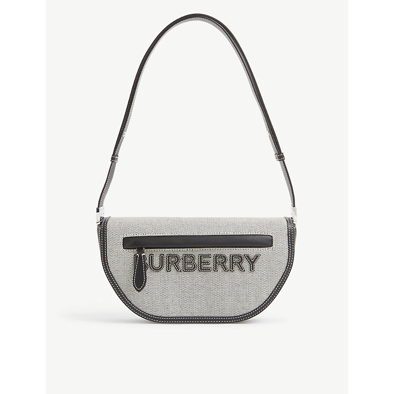 BURBERRY OLYMPIA SMALL BRANDED CANVAS SHOULDER BAG,R03728798