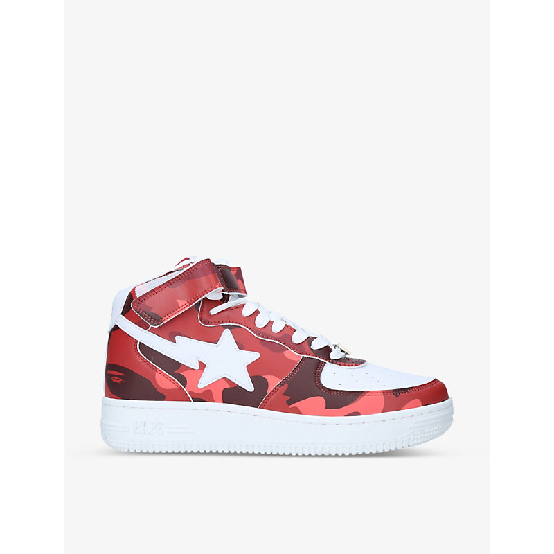 A Bathing Ape Bape Sta Camouflage-print Leather Mid-top Trainers