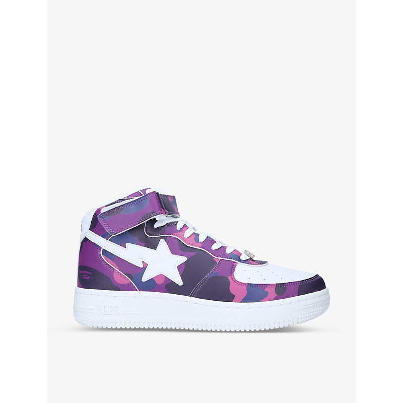 A Bathing Ape Bape Sta Camouflage-print Leather Mid-top Trainers