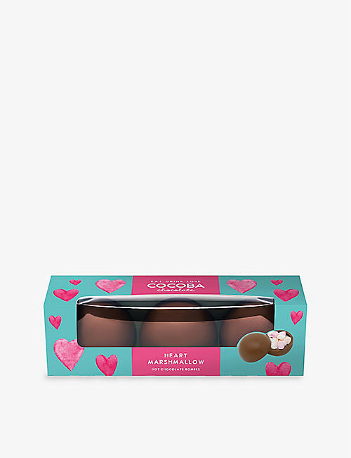 COCOBA: Valentines Hot Chocolate Bombes with marshmallow hearts 150g