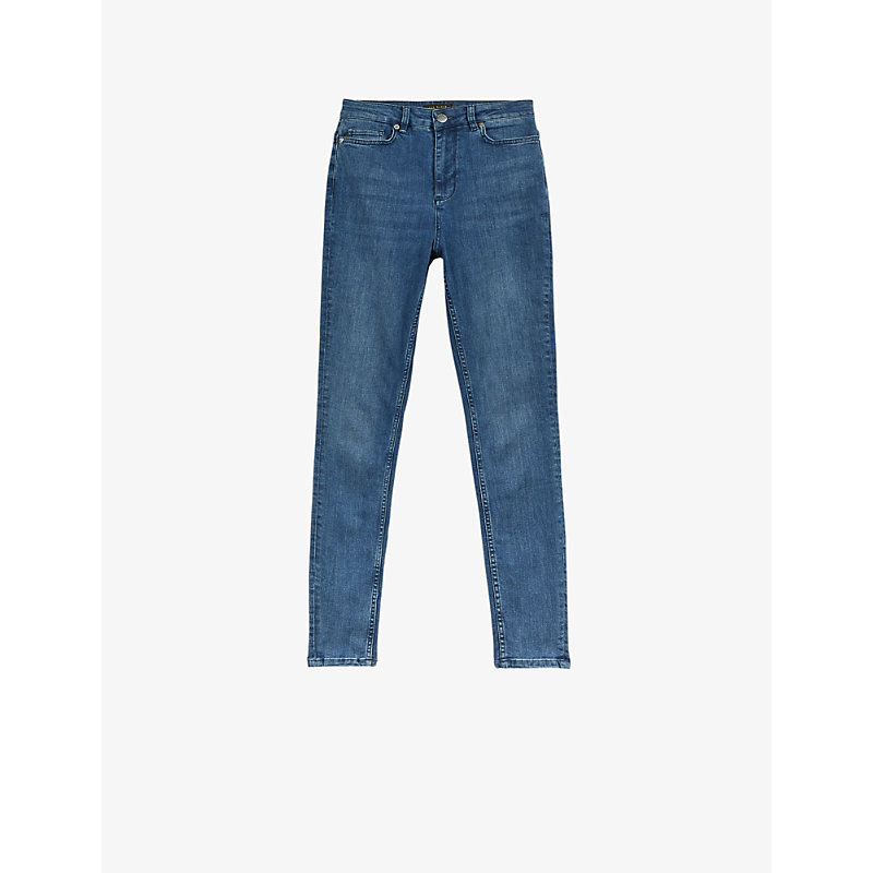Ted Baker Geon Skinny High-rise Stretch-denim Jeans In Mid-blue