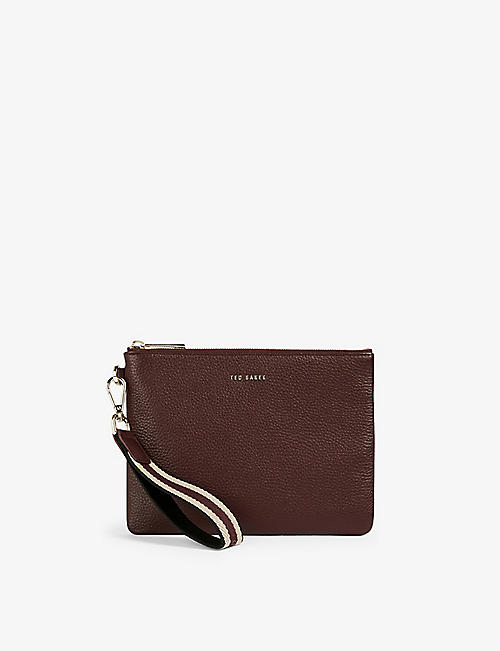 TED BAKER: Norrin web-striped leather pouch