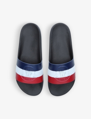 MONCLER Basile striped rubber sliders