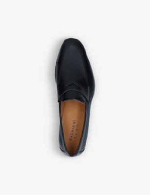 Magnanni Mens Black Diezma Leather Penny Loafers In Black