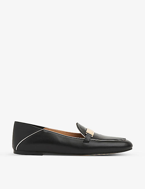 LK BENNETT: Paola logo-embossed leather loafers