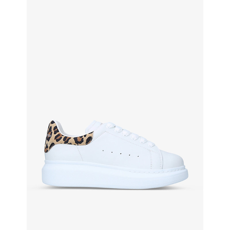 Alexander Mcqueen Boys White/oth Kids Runway Leopard-print Leather Trainers 4-8 Years 12.5