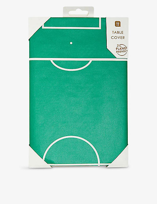 TALKING TABLES: Football Champion plastic table cover 180cm x 180cm
