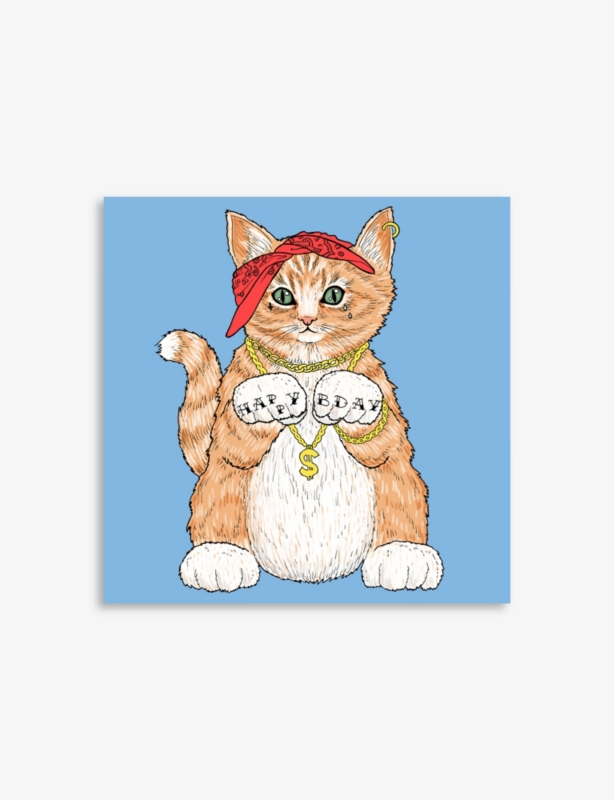 Gangsta Cat Happy Birthday Card 14.5cm