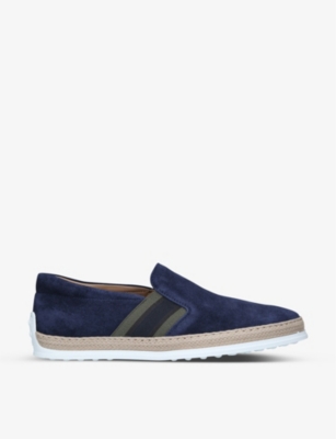Tod's Mens Navy Pantofola Suede Loafers 8