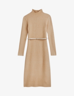 Ted Baker Womens Camel Conniey Knit Midi Dress 12 | ModeSens