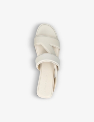 cream leather slides