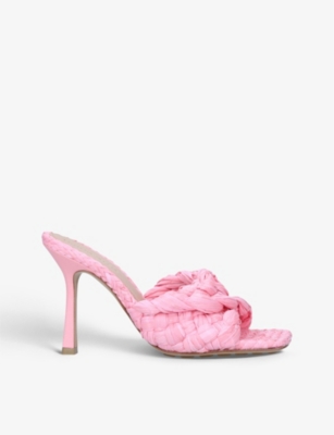 Bottega Veneta Stretch Raffia Sandals In Pink