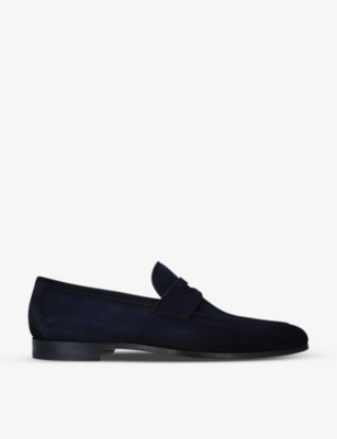 Shop Magnanni Blue Delos Suede Loafers