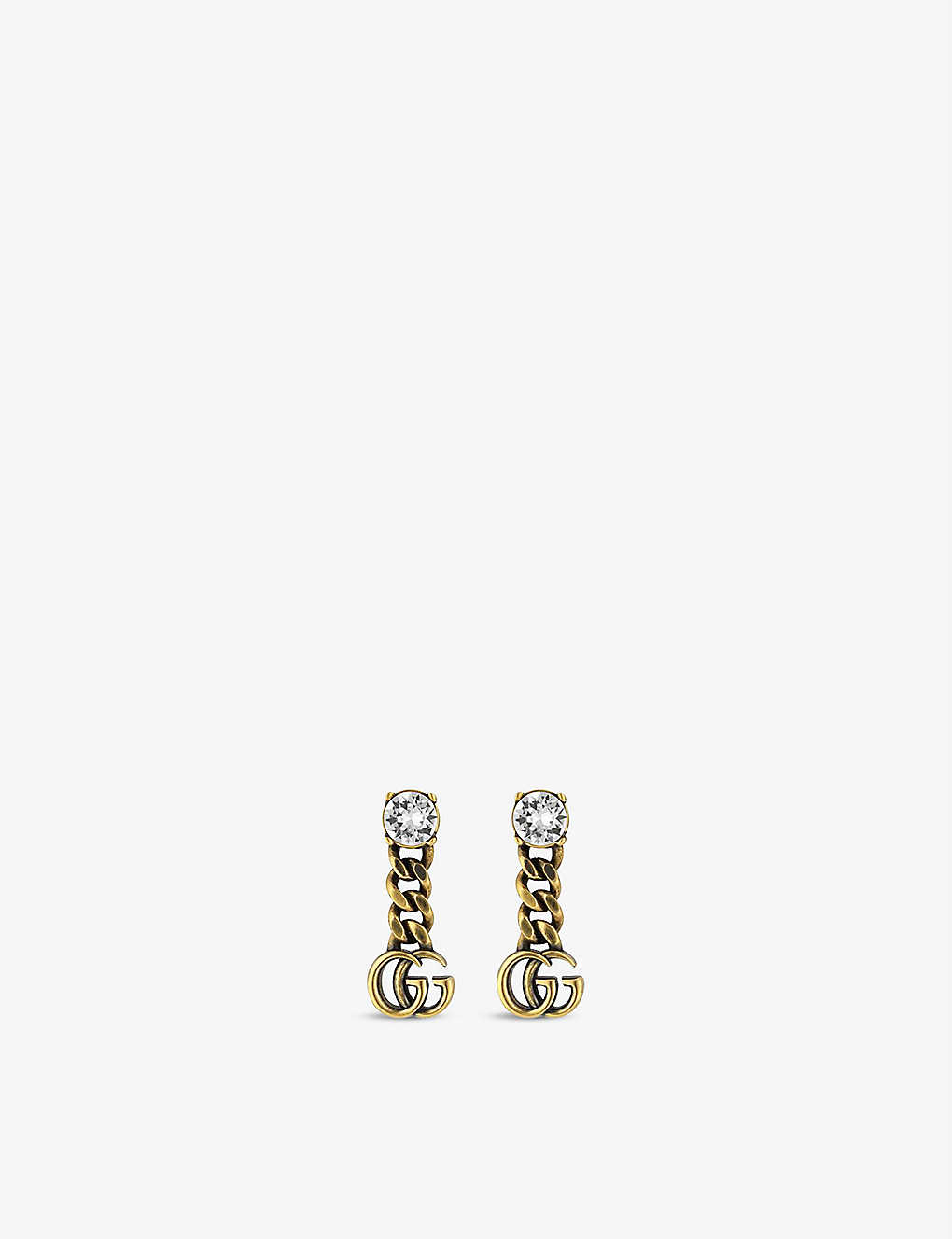 Gucci Womens Brass Gg Marmont Crystal Earrings