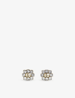 GUCCI: GG Marmont gold-toned brass and crystal earrings