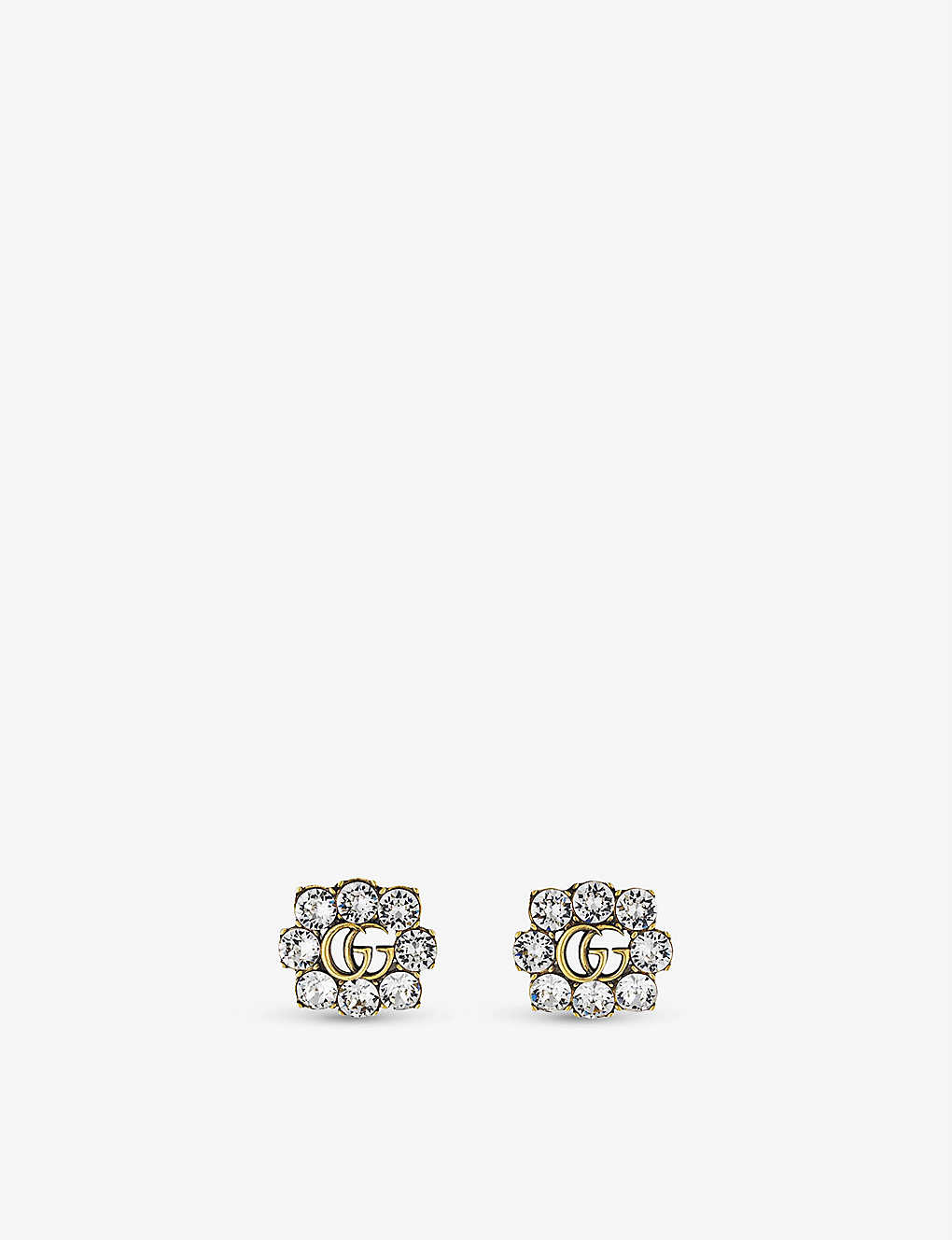 Gucci Gg Marmont Gold-toned Brass And Crystal Earrings