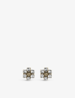 Gucci Gg Marmont Crystal Earrings In Brass