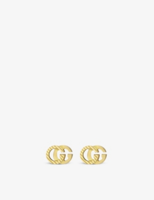 GUCCI GUCCI WOMEN'S YELLOW GOLD GG RUNNING ENGRAVED 18CT YELLOW-GOLD STUD EARRINGS,44395817