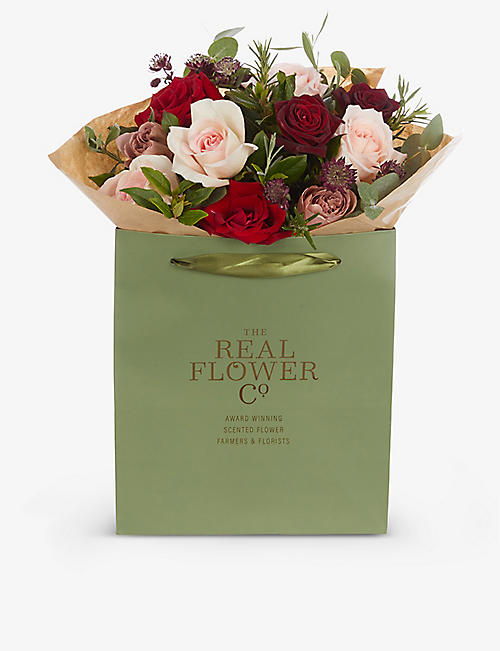 THE REAL FLOWER COMPANY: Romantic Valentine’s small scented fresh roses and foliage bouquet