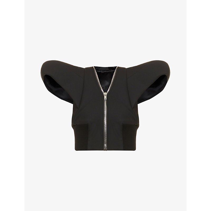 Rick Owens Kunst Padded-shoulder Stretch-wool Bomber Jacket In Black