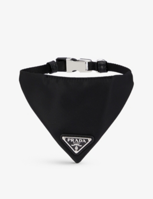 Prada Brand-plaque Recycled-nylon Handkerchief Dog Collar in Black