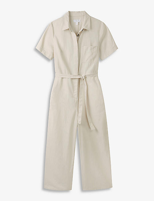 THE WHITE COMPANY: Short-sleeved woven jumpsuit
