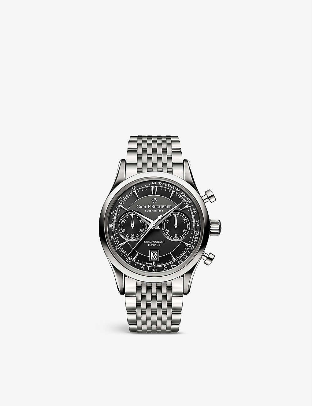 Shop Carl F Bucherer Mens Steel 00.10919.08.33.21 Manero Flyback Stainless-steel Automatic Watch