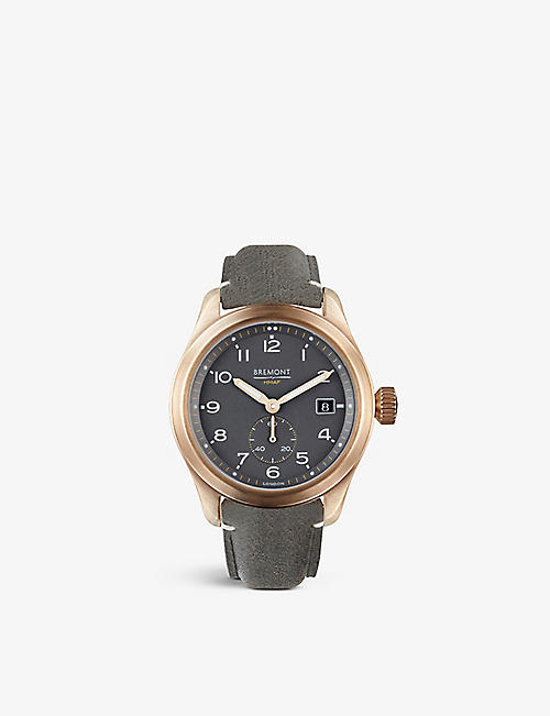 BREMONT: Broadsword Bronze stainless-steel and leather automatic watch