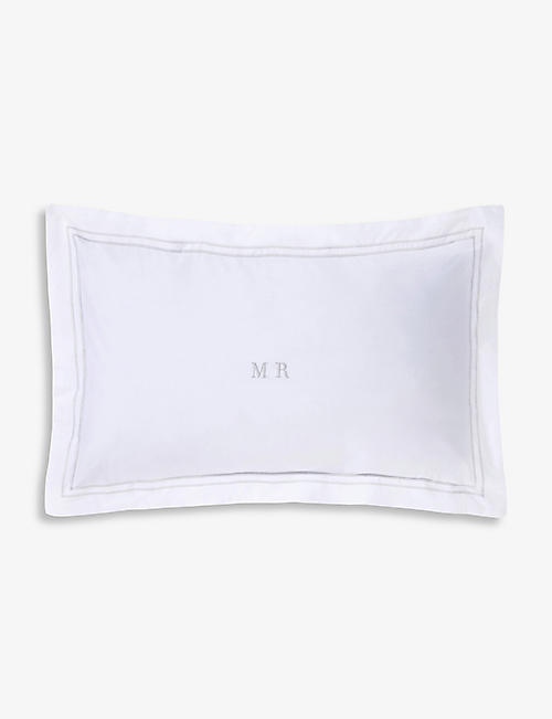 THE WHITE COMPANY: Mr embroidered cotton pillow 50cm x 30cm