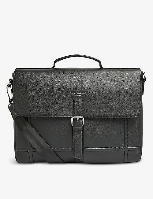 TED BAKER: Castlin logo-embossed leather satchel
