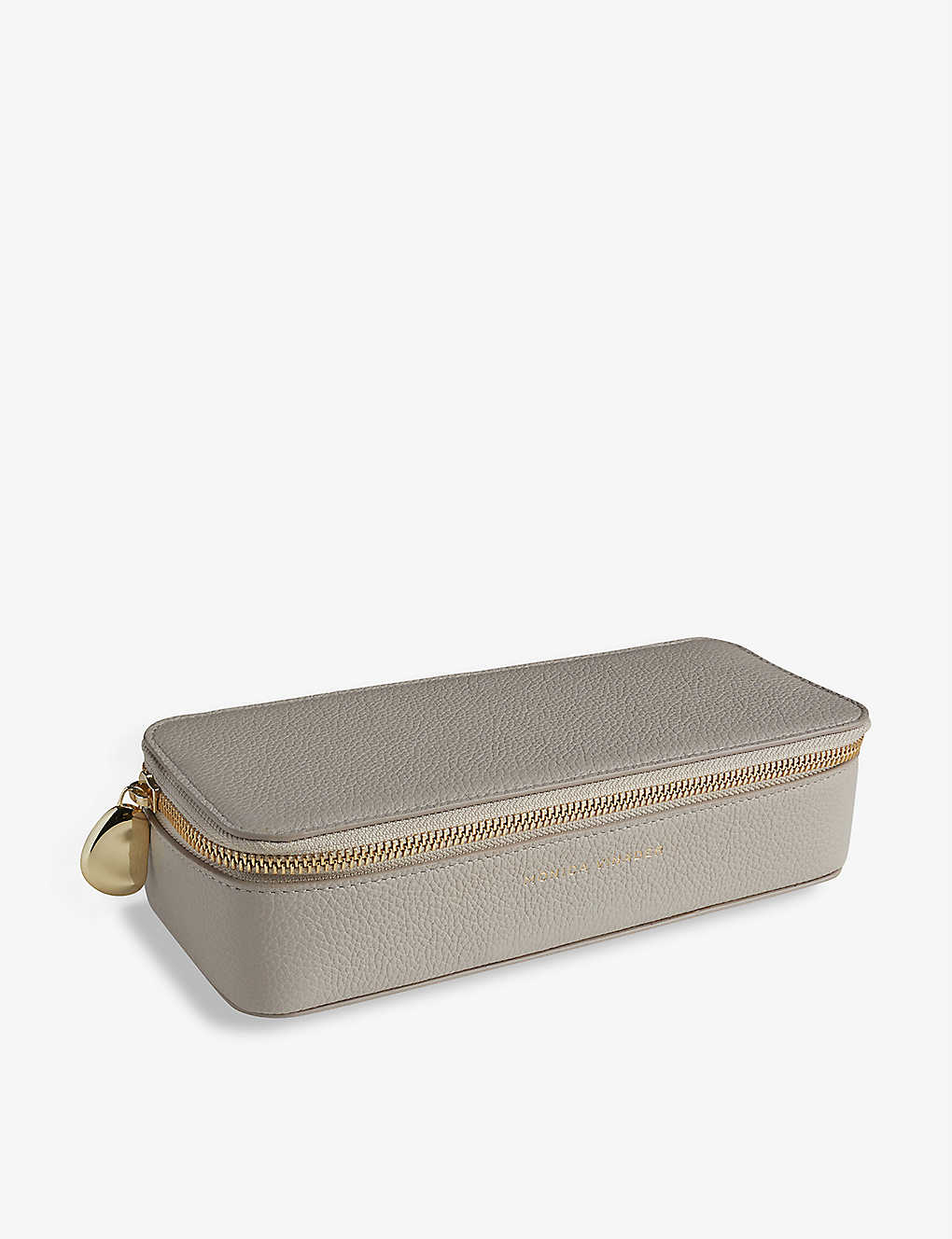 Monica Vinader Zipped Large Leather Trinket Box In Pebble Grey