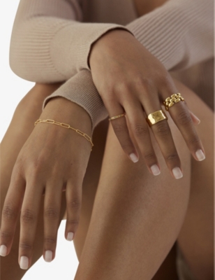 Shop Monica Vinader Womens Gold Alta 18ct Textured Gold-plated Vermeil Sterling Silver Bracelet