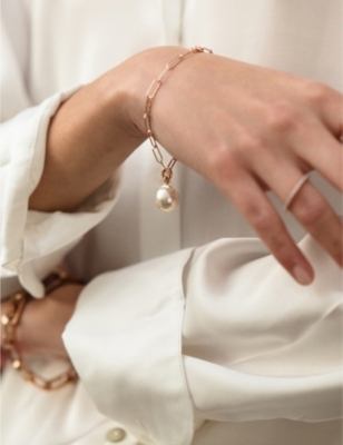 Monica Vinader Alta Textured 18ct Rose Gold-plated Vermeil Sterling Silver Bracelet In Rose Gold