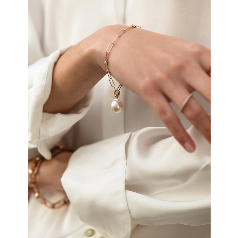 Shop Monica Vinader Womens Rose Gold Alta Textured 18ct Rose Gold-plated Vermeil Sterling Silver Bracelet