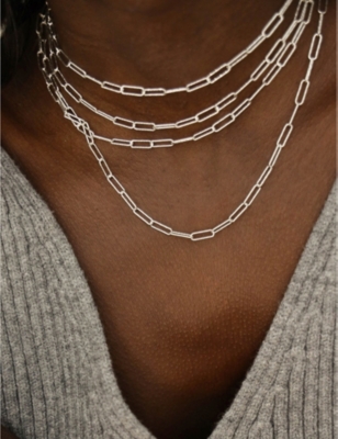 Monica Vinader Alta Textured Recycled Sterling Silver Necklace In Silver