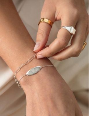 Monica Vinader Alta Textured Recycled Sterling Silver Bracelet In Silver