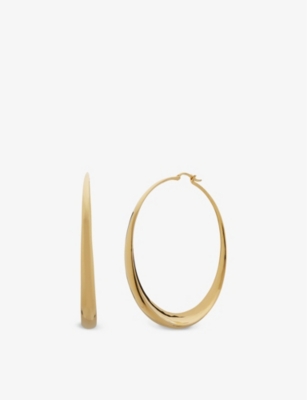 Shop Monica Vinader Women's Gold Deia Chamfered 18ct Gold-plated Vermeil Silver Hoop Earrings