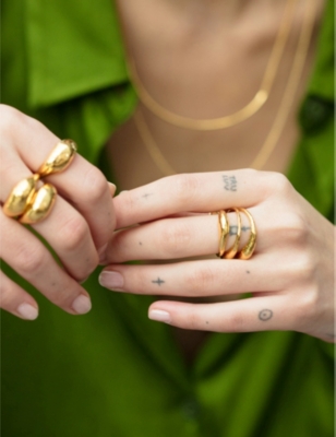 MONICA VINADER: Deia 18ct gold-plated vermeil silver ring