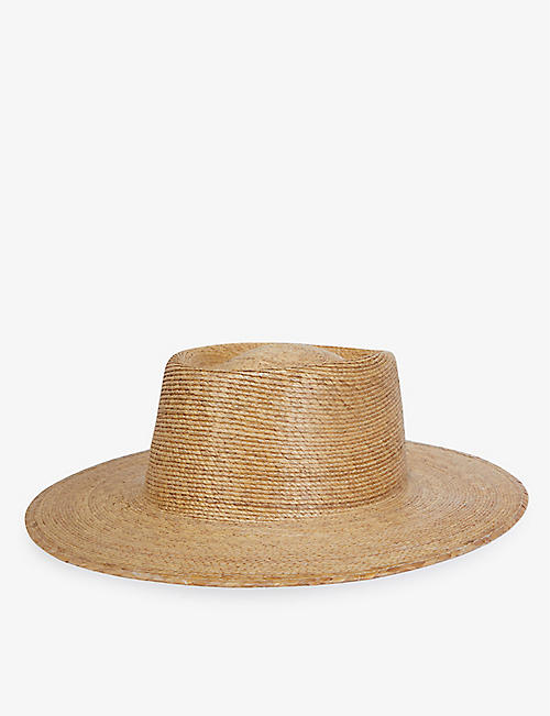 LACK OF COLOR: Palma wide-brim palm leaf boater hat