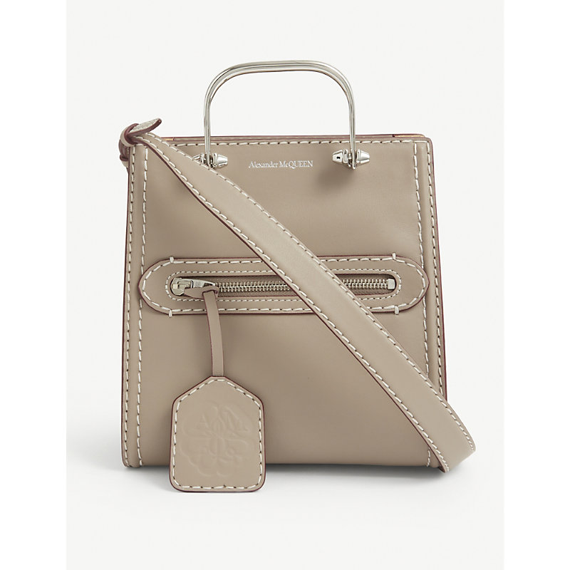 Alexander Mcqueen Short Story Leather Tote Bag In Taupe